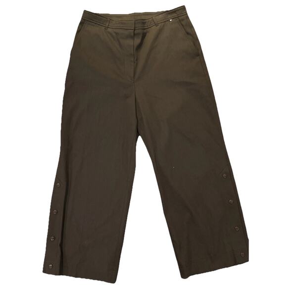 HUGO BOSS Womens Tapika Ankle Trousers Size 12 Dark Brown Stretch Cotton - Picture 1 of 16